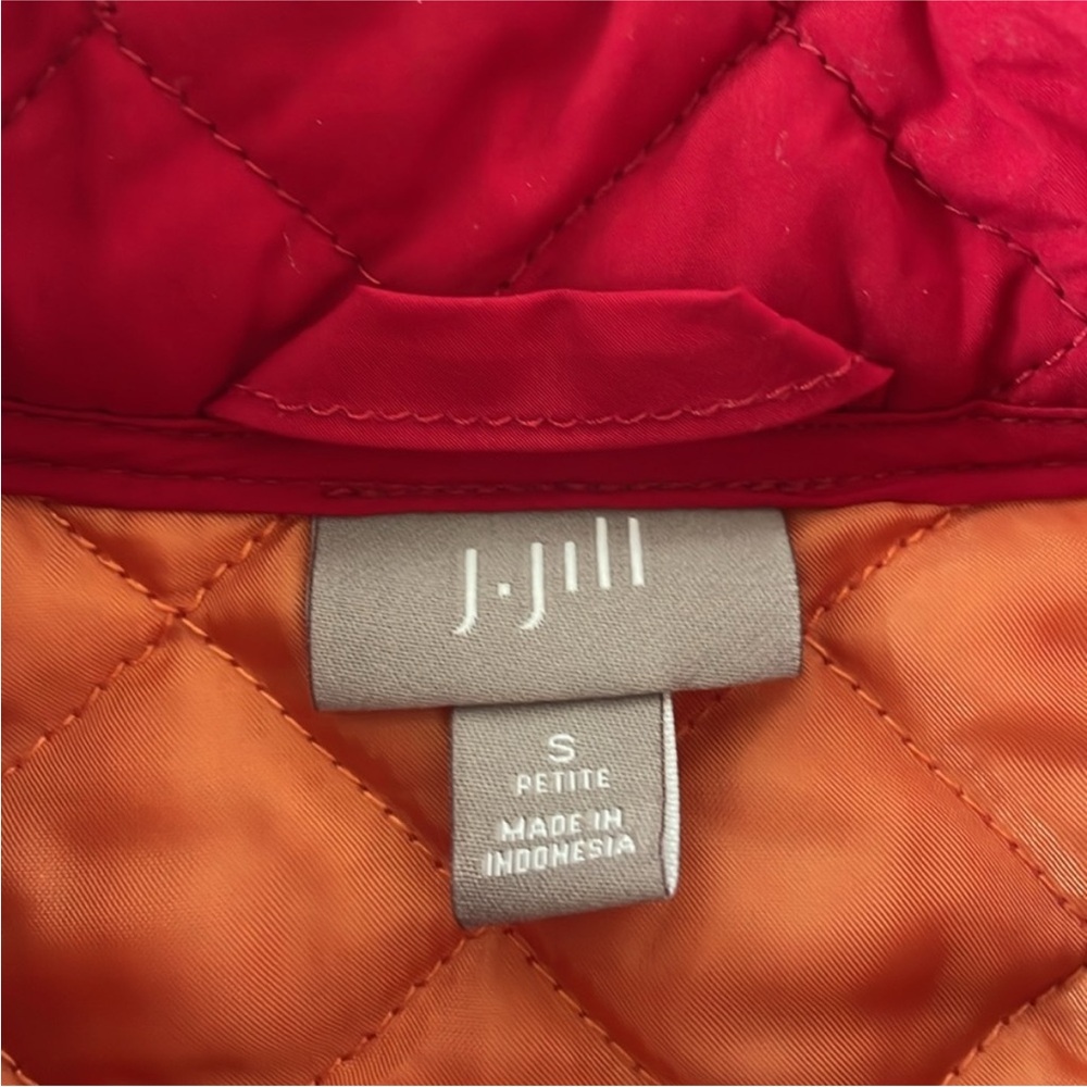 J.JILL vest size S red quilted pockets snap closure - Picture 5 of 8